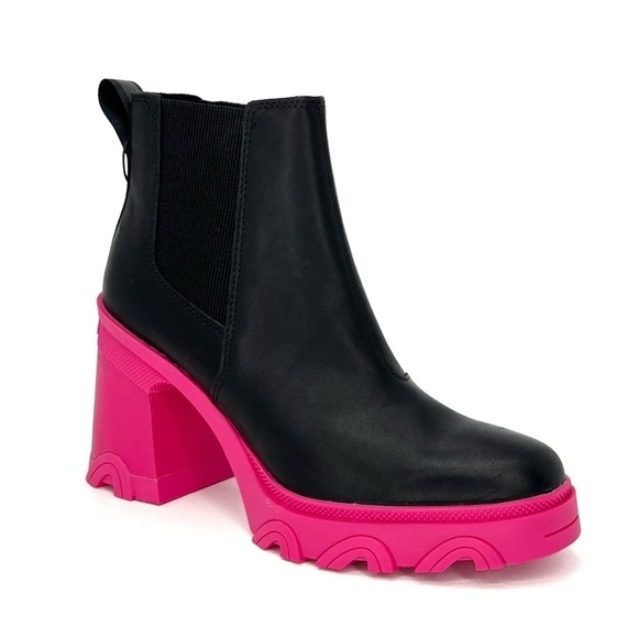 Sorel Brex Waterproof Chelsea Ankle Boots Size 7.5 Platform Black Pink New NWT - Picture 11 of 11